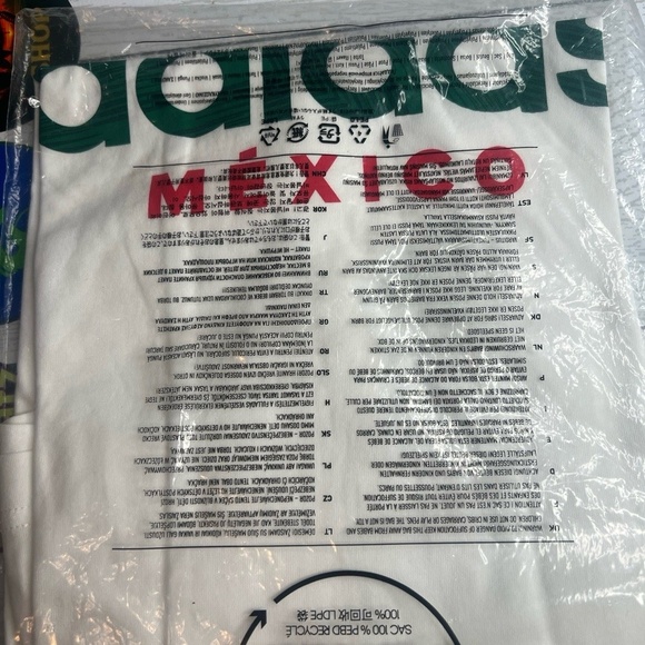 Adidas T-Shirt Mens Size M White Green Short Sleeve Large Logo Print Sportswear - Picture 3 of 5